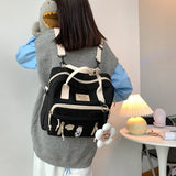 Korean Style Canvas Small Mini Backpack For Women bag for school girl 2021 Flower Backpack Female small schoolbag badge backpack