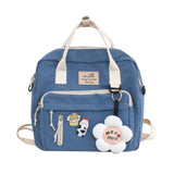 Korean Style Canvas Small Mini Backpack For Women bag for school girl 2021 Flower Backpack Female small schoolbag badge backpack
