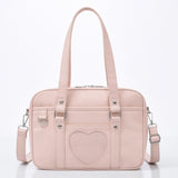 New Student PU Leather Schoolbag Large Capacity Shoulder Bag Heart JK Uniform Bag Handbags Female Travel Tote Daily Shopping Bag
