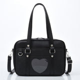 New Student PU Leather Schoolbag Large Capacity Shoulder Bag Heart JK Uniform Bag Handbags Female Travel Tote Daily Shopping Bag