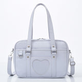 New Student PU Leather Schoolbag Large Capacity Shoulder Bag Heart JK Uniform Bag Handbags Female Travel Tote Daily Shopping Bag
