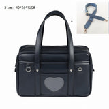 New Student PU Leather Schoolbag Large Capacity Shoulder Bag Heart JK Uniform Bag Handbags Female Travel Tote Daily Shopping Bag