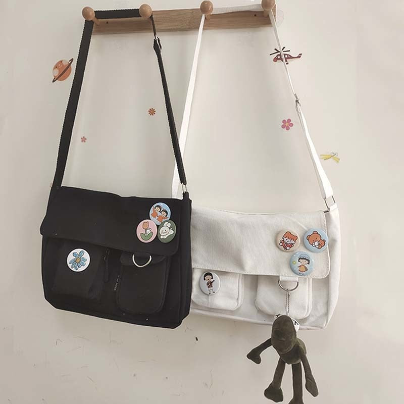 Waterproof Canvas Messenger Bag Women Large Capacity Crossbody Bags Outdoor School Student Book Computer Laptop Shoulder Bag