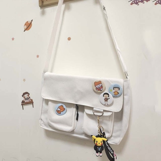 Waterproof Canvas Messenger Bag Women Large Capacity Crossbody Bags Outdoor School Student Book Computer Laptop Shoulder Bag