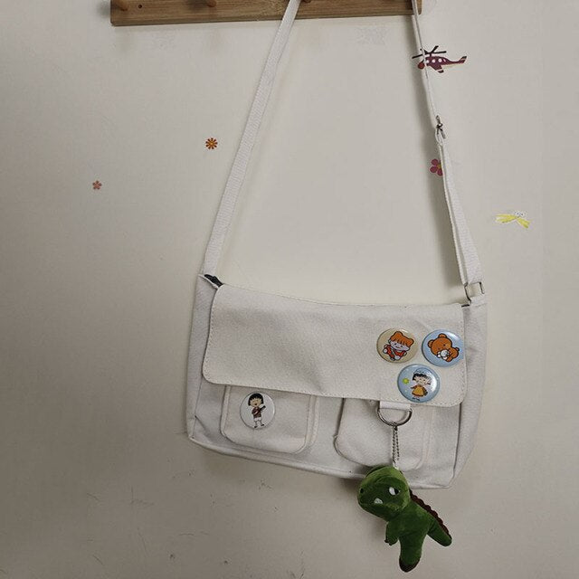 Waterproof Canvas Messenger Bag Women Large Capacity Crossbody Bags Outdoor School Student Book Computer Laptop Shoulder Bag