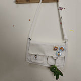 Waterproof Canvas Messenger Bag Women Large Capacity Crossbody Bags Outdoor School Student Book Computer Laptop Shoulder Bag