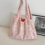 KYLETHOMASW  -  1pc Kawaii Polyester Lace Shoulder Tote Bag for Women, Large Capacity Underarm Bag with No Closure, Machine Washable - Available in Blue, Green, Pink