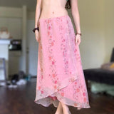 KYLETHOMASW  -  Vintage Sweet Floral Print Mesh Maxi Skirt For Women Beach Holiday Vacation Date Outfits Spring Summer Valentine Day