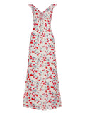 KYLETHOMASW  -  Vacation Vintage Strawberry Print Ruffle Slip Maxi Dress For Women French Beach Holiday Date Valentine Day Spring Summer