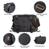 Kylethomasw Messenger Bag for Men Retro Canvas Satchel Casual Briefcases Laptop Bag Fit 13Inch,Water Resistant Crossbody College Satchel Bag