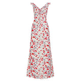 KYLETHOMASW  -  Vacation Vintage Strawberry Print Ruffle Slip Maxi Dress For Women French Beach Holiday Date Valentine Day Spring Summer