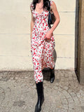KYLETHOMASW  -  Vacation Vintage Strawberry Print Ruffle Slip Maxi Dress For Women French Beach Holiday Date Valentine Day Spring Summer