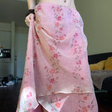 KYLETHOMASW  -  Vintage Sweet Floral Print Mesh Maxi Skirt For Women Beach Holiday Vacation Date Outfits Spring Summer Valentine Day