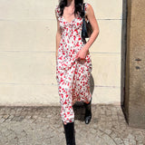 KYLETHOMASW  -  Vacation Vintage Strawberry Print Ruffle Slip Maxi Dress For Women French Beach Holiday Date Valentine Day Spring Summer