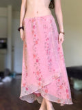 KYLETHOMASW  -  Vintage Sweet Floral Print Mesh Maxi Skirt For Women Beach Holiday Vacation Date Outfits Spring Summer Valentine Day