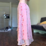 KYLETHOMASW  -  Vintage Sweet Floral Print Mesh Maxi Skirt For Women Beach Holiday Vacation Date Outfits Spring Summer Valentine Day