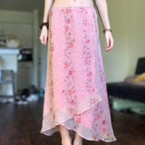 KYLETHOMASW  -  Vintage Sweet Floral Print Mesh Maxi Skirt For Women Beach Holiday Vacation Date Outfits Spring Summer Valentine Day