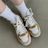 KYLETHOMASW  -  Mixed Colors Cow Suede Leather Women Sneakers Casual Outdoor Flats Lace-Up Comfortable Shoes Woman 2025 Four Season New