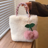 Kylethomasw  Lovely Plush Chain Messenger New Women's Autumn And Winter Fashion Texture Trendy Portable Bucket Bag