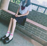 KYLETHOMASW  -  Retro Style Japanese Student Shoes Girl Lolita JK Uniform Shoes Women PU Leather Block Heels Loafers Shoes