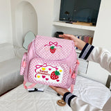 Kylethomasw Pink Girl Embroidery Strawberry Children's Schoolbag Student Girls Birthday Gift 2024 New Japanese Cartoon Children Backpack