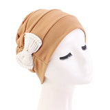 Kylethomasw Fashion Pearl Decoration Bow Turban Muslim Women Hijab Multicolor Slouchy Cap India Cap Cancer Chemo Cap
