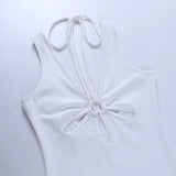 KYLETHOMASW  -  Summer Backless Bodycon Dress Women Hollow Out 2025 Bandage Mini Sleeveless White Black Sexy Party Dresses Beach