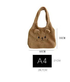 KIylethomasw New Winter Soft Plush Tote Bag Women Cartoon Embroidery Imitation Lamb Hair Shoulder Bag For Women Shopper Bag