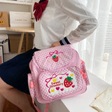 Kylethomasw Pink Girl Embroidery Strawberry Children's Schoolbag Student Girls Birthday Gift 2024 New Japanese Cartoon Children Backpack