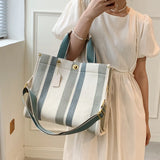 Kylethomasw Canvas Bags For Women Women's Big Capacity Purses Stripe Handbag Designer Tote Shopper Shoulder Bag Crossbody Bag for Women