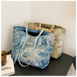 KIylethomasw Large Capacity Shoulder Bag Female Summer New Fashion Big Bag Oil Painting Tote Bag