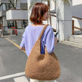 Kylethomasw Summer Straw Bag For Women Woven Handmade Handbag Large Capacity Lady Tote Vacation Beach Bag Rattan Shoulder Bag Bolsa