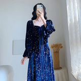 KYLETHOMASW  -  Vintage Party Dress Women Evening French Elegant Retro Dress Female Casual Long Sleeve Flroal Midi Dress Korean Autumn Chic