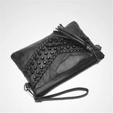 Kylethomasw Retro Rivet Envelope Shoulder Bags for Women Small Messenger Bag PU Leather Lady Pouch Bag Black bolsos mujer Purse