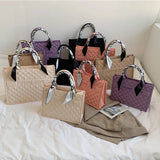 Kylethomasw Designer Plaid Quilted Women's Handbag Retro Scarf Crossbody Bag Small Square Tote
