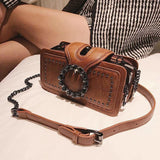 Kylethomasw Heavy Metal Fashion - Retro Women Shoulder Bags Diamond Flap Cross-body Bag Machine Punk Style All-match Messenger Bags