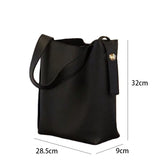 KIylethomasw Winter New Bucket Bag For Women PU Leather Shoulder Bag Large Capacity Crossbody Bag Simple Handbag Lady Wallet