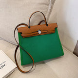 Kylethomasw Fashion Small Square Bag New Canvas Women's Briefcase Women Leather Handbag One Shoulder Messenger