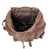 KIylethomasw Casual Oil Wax Canvas Backpacks Vintage Waterproof Large Capacity Travel Bag Women Mochila Leather Laptop Drawstring Rucksack