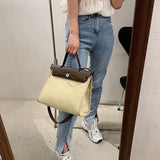 Kylethomasw Fashion Small Square Bag New Canvas Women's Briefcase Women Leather Handbag One Shoulder Messenger