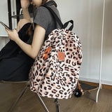 Kylethomasw Leopard Students Backpack Women's Fashion Woman Nylon Cloth Campus Style School Bags Brand Designer Female Travel Backpacks