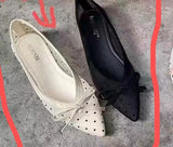 KYLETHOMASW  -  Summer Polka dot air mesh shoes women 2025 loafers sneakers woman flats espadrilles pointed toe bow-knot breathable moccasins