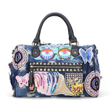 Kylethomasw Women Denim Handbags Casual Shoulder Bags Rock Style Fashion Totes Vintage Demin Blue Top Handle Bags Bolsa Large Travel Bags