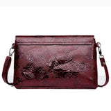 Kylethomasw Retro Rose Flower Embossed Sling Bags Elegant Mother Single Shoulder Purse Flap Crossbody Bag Ladies Party Purse Bag