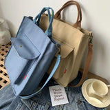 KIylethomasw Pure Color Casual Tote Portable College Girls Student Shoulder Bags Plain Female Handbag Simple Canvas Crossbody Bag