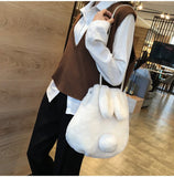 KIylethomasw Plush Bag Women Winter Fashion Rabbit Ears Messenger Shoulder Bag Large Capacity Soft Surface Bucket Bag