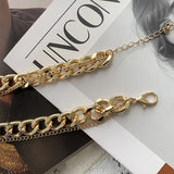 Kylethomasw Retro Portrait Exaggerated Thick Chain Necklace Double Layer Cool Chain Hip Hop Necklace Short Clavicle Chain