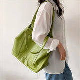 KIylethomasw Women Large Soft Tote Bag Faux Leather Shoulder Bag Green White Brown Summer