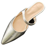 KYLETHOMASW  -  South Korea Net Red Pointed Half Slippers Summer New Silver Color Baotou Flat Slipper Women's Slipper Lazy