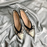 KYLETHOMASW  -  Summer Polka dot air mesh shoes women 2025 loafers sneakers woman flats espadrilles pointed toe bow-knot breathable moccasins